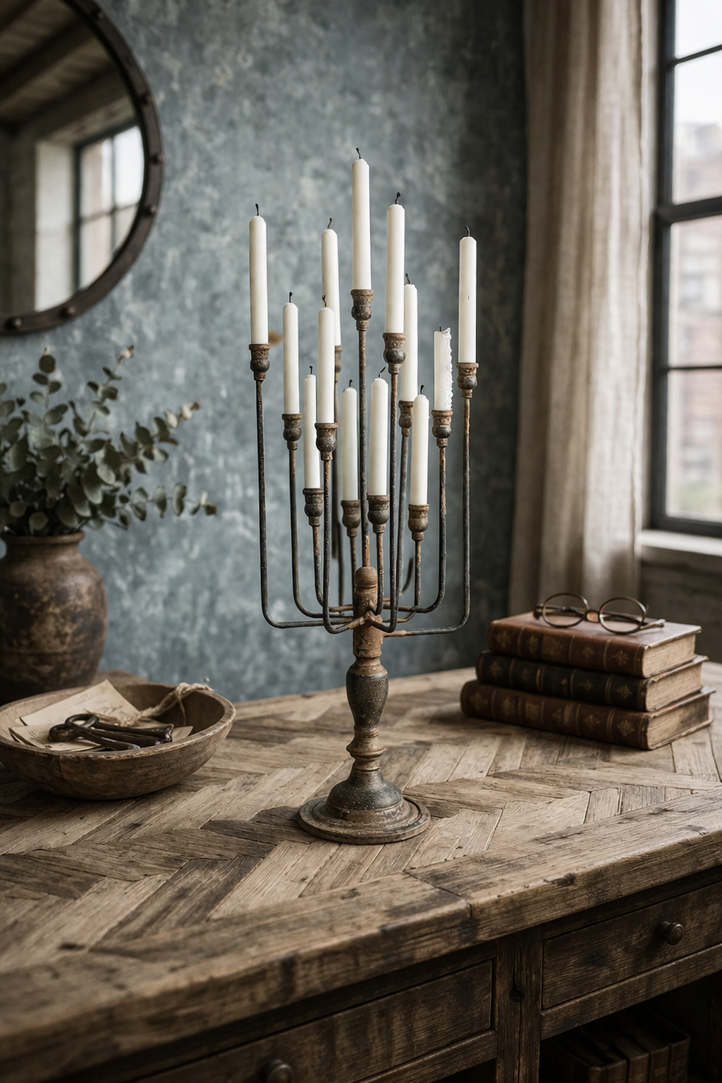 The Lucien™ 13-Candle Iron Candelabra