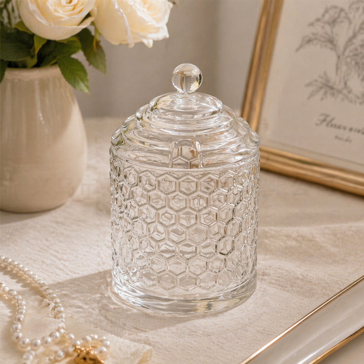 The Bellamy™ Honeycomb Glass Jar